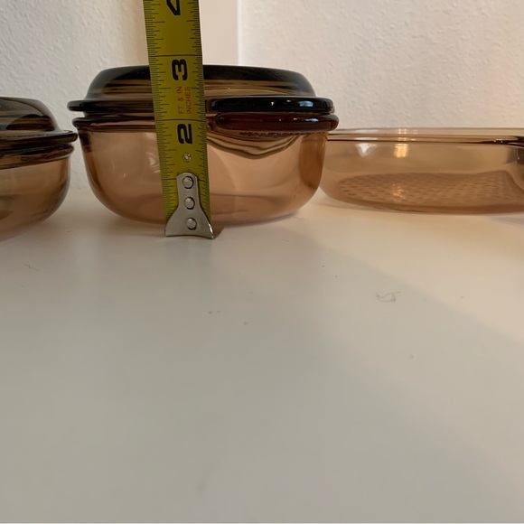 Vintage Pyrex Vision Corning Ware Glassware Pan Grab Heat-N-Eat Amber Set + Lids - Picture 11 of 14